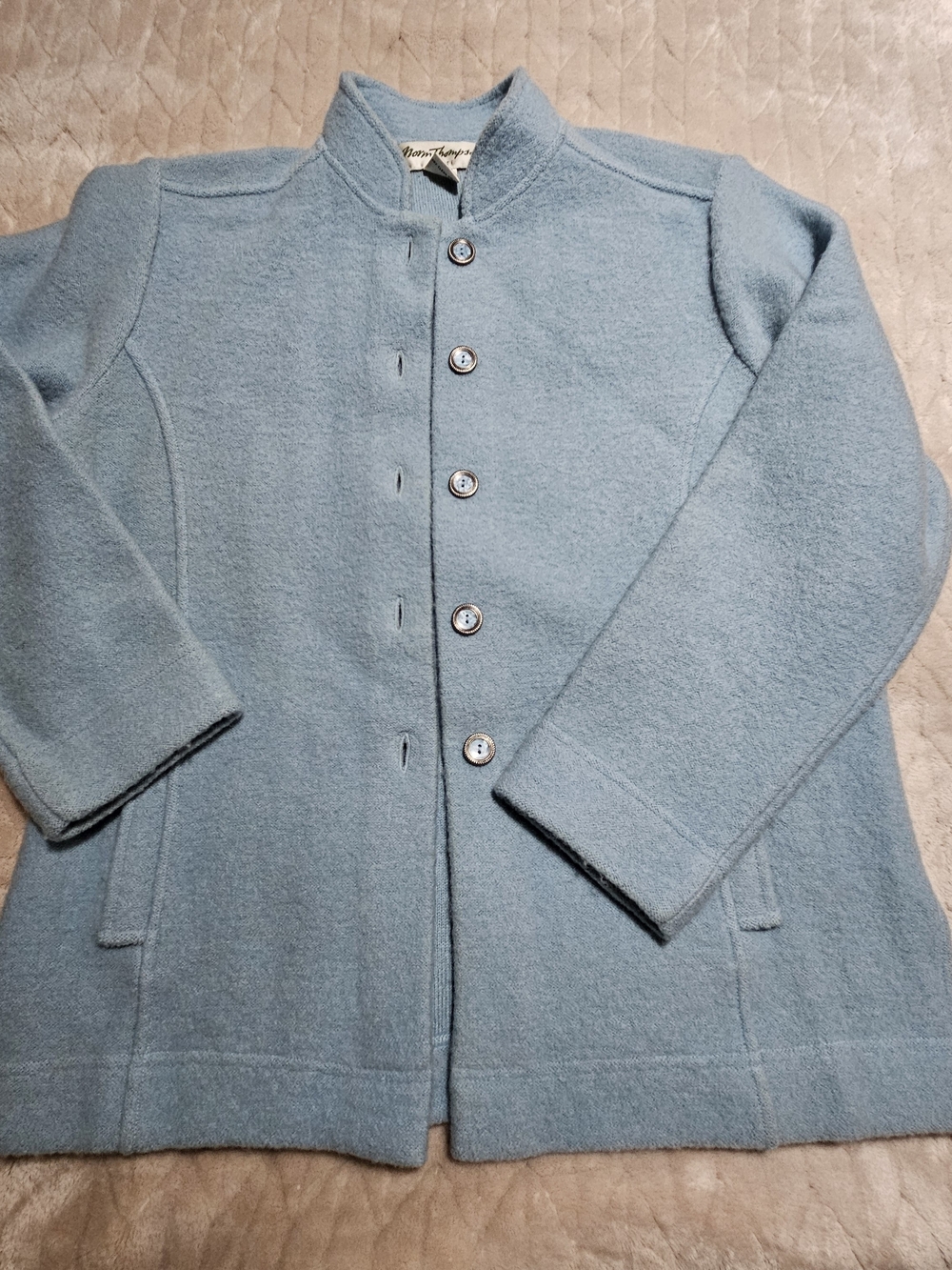Vintage Norm Thompson Light Blue Wool Pea Coat